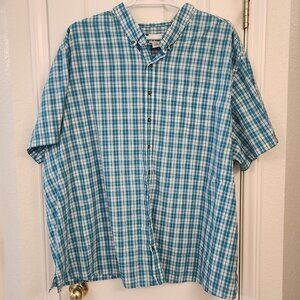 HB Teal / White Plaid Shirt – 5XL – 60% Cotton 40% Polyester